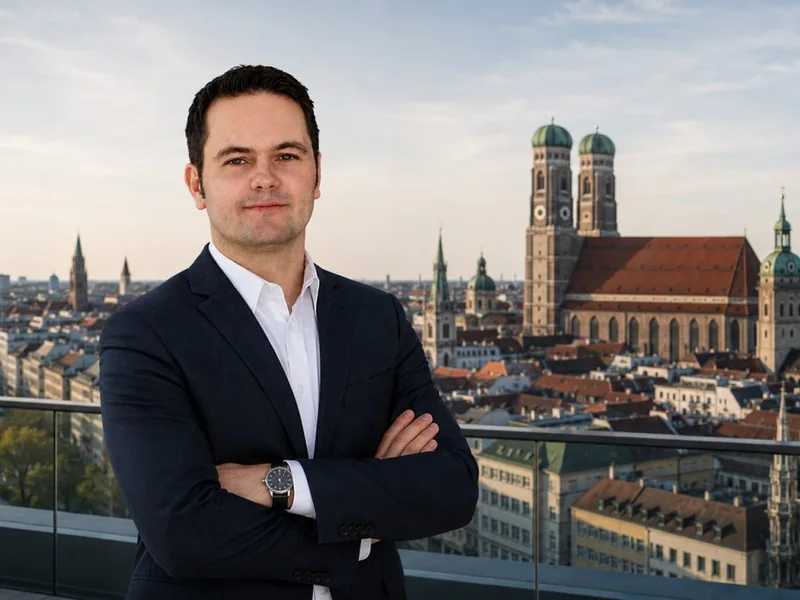 Tobias Streckel, real estate expert, in front of Munich's old town